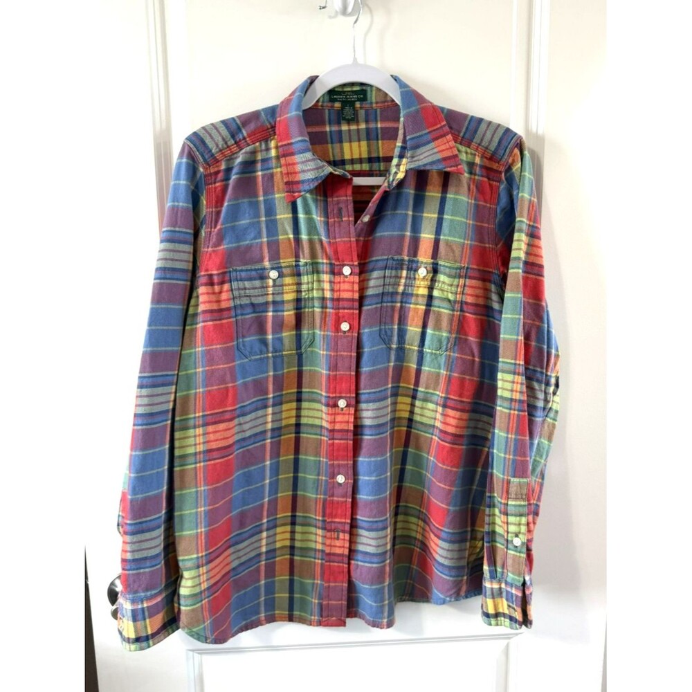 Ralph Lauren Jeans Co LRL Women’s Plaid Button Up Shirt L colorful